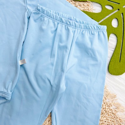 Conj. Body Manga Longa e Calça em Malha Térmica Thermo Dry - Azul Bebê